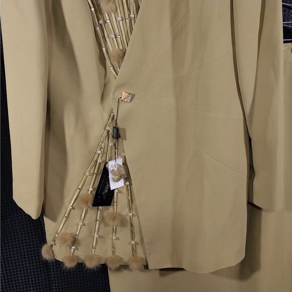 NWT! MILANO! STUNNING CELERY GREEN BERIBBONED & BEADED 3 PC SUIT SET! SZ 16 - Picture 6 of 16